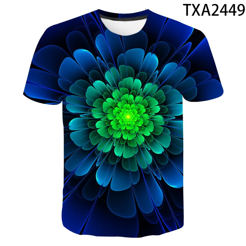2020 New Men Women Children Summer Flower 3D Print Short Sleeve T Shirt Fashion Casual Harajuku Streetwear Tops Cool Tees | Мужская