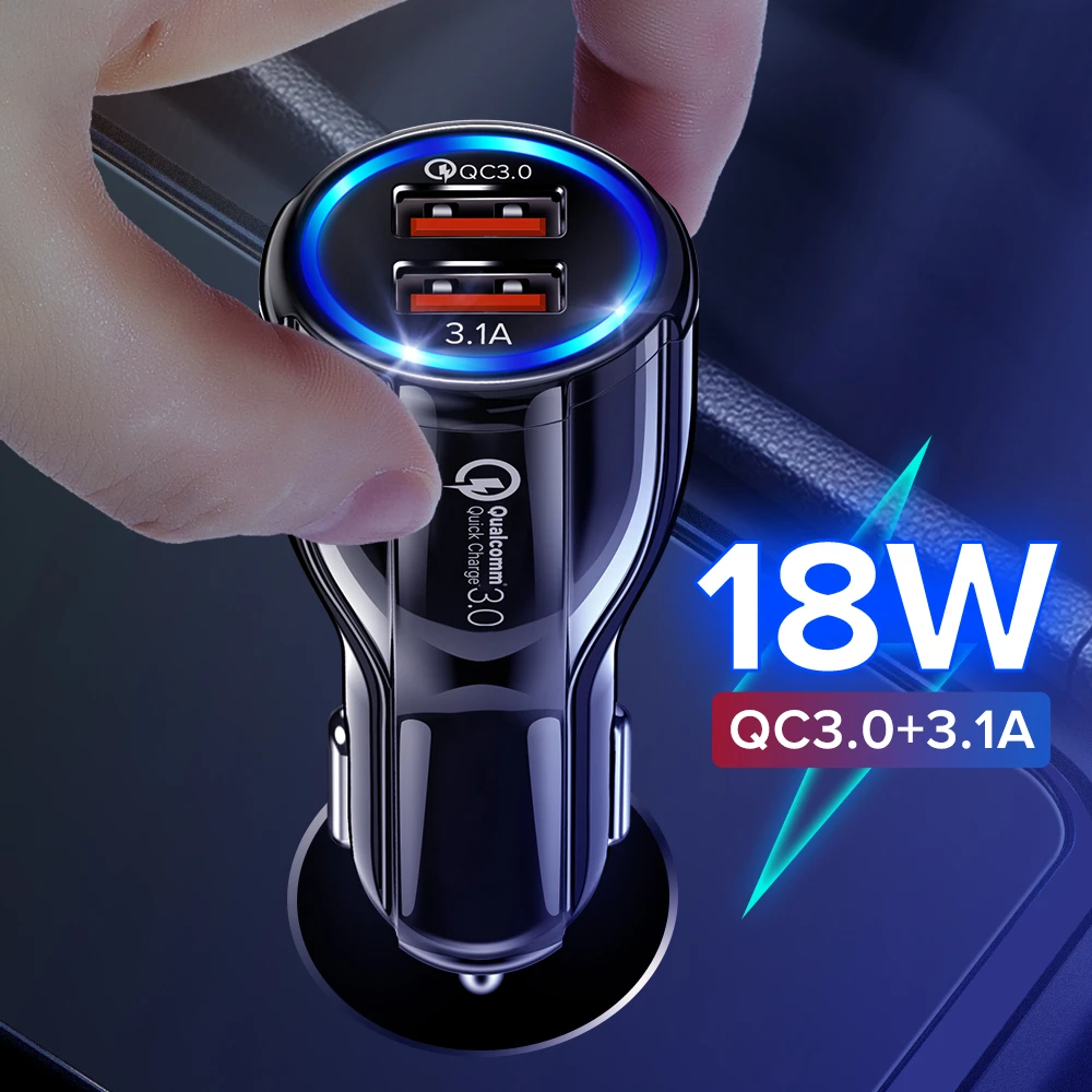 GETIHU 18W Dual USB Car Charger LED Fast QC Charging Phone Charge Plug For iPhone 13 12 iPad Airpods Huawei Samsung Xiaomi 11 LG car type c charger