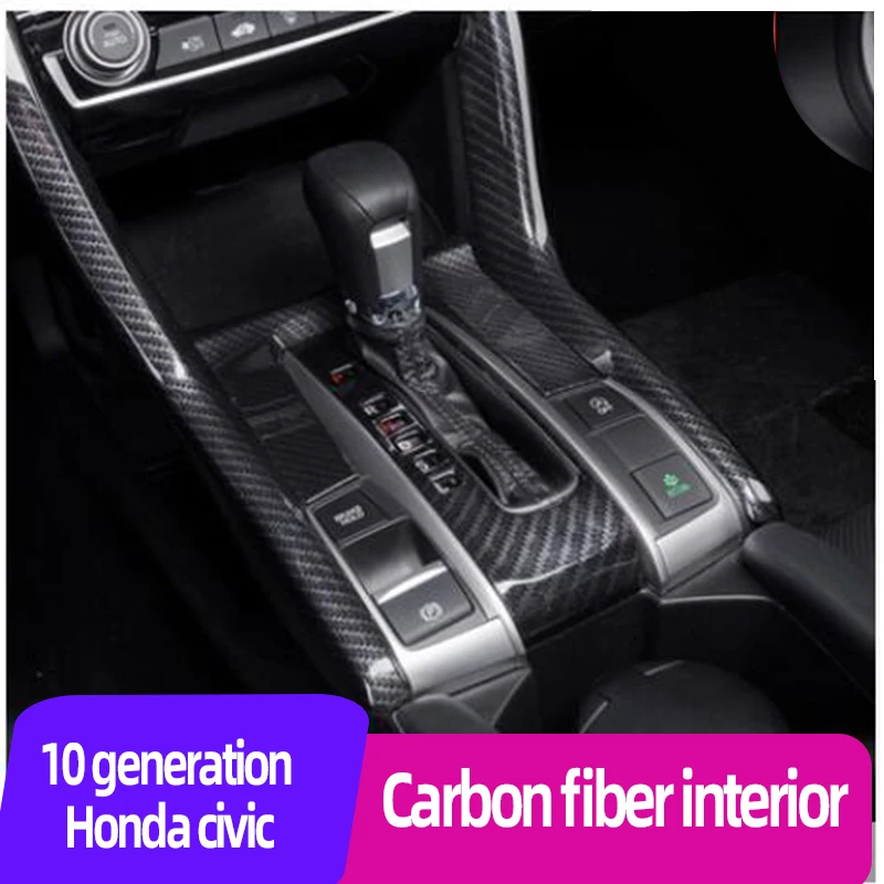 Крышка переключения передач из углеродного волокна для Honda Civic 10th седан купе, хэтчбек ручка для салона автомобиля коробка литья украшения