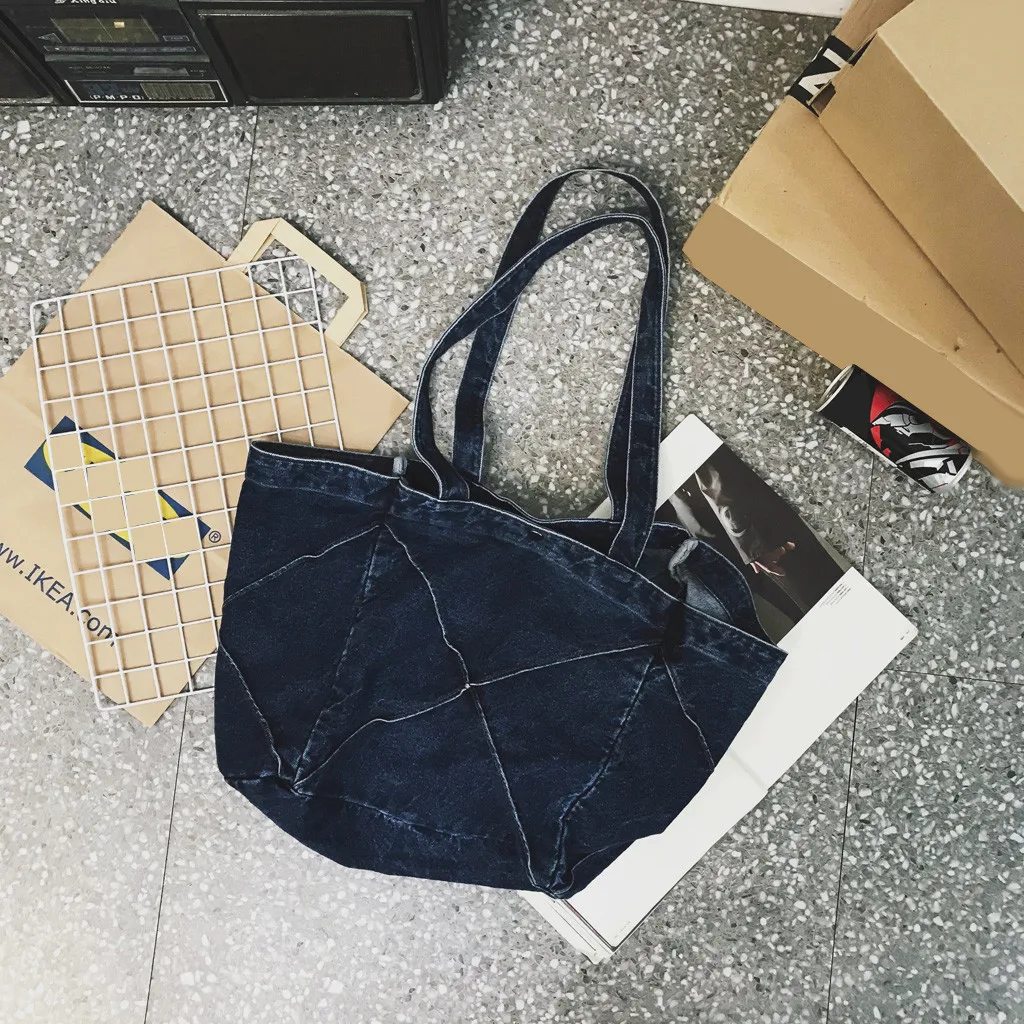 Женская модная холщовая одноцветная сумка через плечо, сумка-тоут, повседневная женская крутая джинсовая сумка в духе колледжа, сумка на плечо 30H