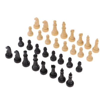 

32 Lot Plastic 2in Chess Pieces Game Checker Accessories Parts Wood/Black