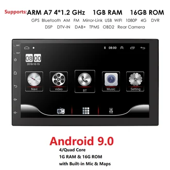 

Android 9.0 Universal 2 din Car Multimedia Player Autoradio 2din Stereo 7" Touch Screen Video MP5 Player Auto Radio OBD SWC BT