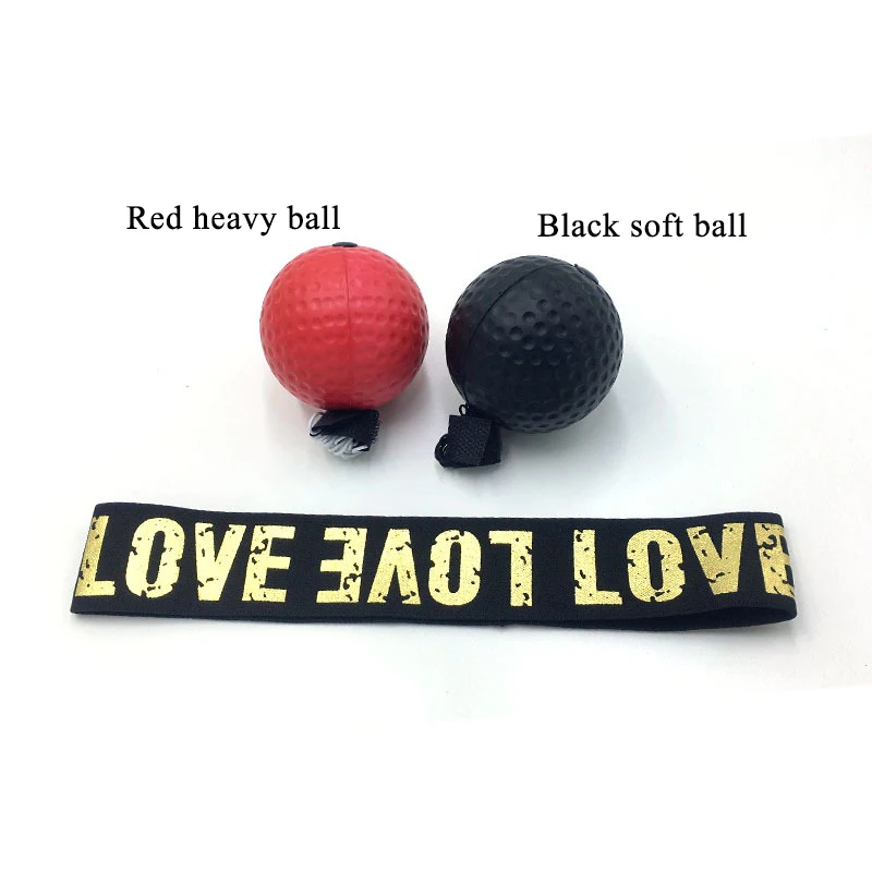 black soft red heavy Рефлекторный скоростной удар мяч для бокса скорость тренировки прыгающий мяч для гольфа повязка Муай Тай ручная гимнастика ММА Санда боксер - Цвет: black soft red heavy
