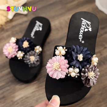

Girls Slippers 2020 Summer New Children Shoes Flowers Sandals Little Girls Shoes Princess Non-slip Flip Flops Kids Slippers