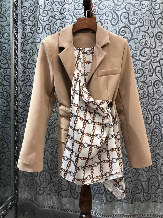 

Early autumn 2019 new women's lapel tie waist decoration long-sleeved 100-set suit short jacket 912
