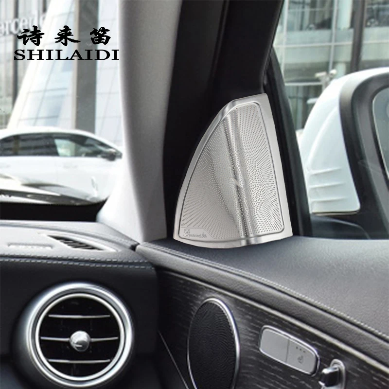 Car styling For Mercedes Benz C Class W205 GLC X253 Audio Speaker Covers Stickers Trim stainless steel Auto Interior Accessories |