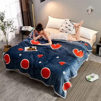 

Watermelon Flannel Blankets sofa bedding fruits throw blankets winter soft warm blankets twin full queen king cartoon blankets