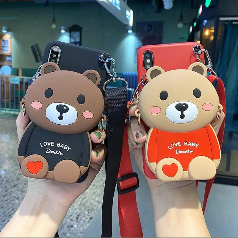 cases for iphone 11 Bear Wallet Bag Soft TPU Case For iPhone 12 11 Pro Max Xs XR 6 7 8Plus Case 11 phone case