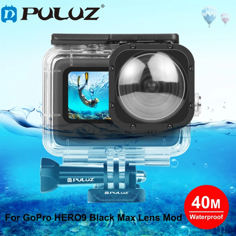 Puluz 40M Custodia Protettiva Custodia Impermeabile Con Fibbia Attacco Base E Vite Per Gopro Hero9 Black Max Lens Mod Action Camera