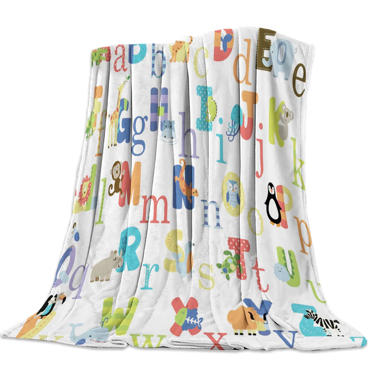 Abc Alphabet Of Cartoon Animals Blankets Bed Cover Flannel Throws Fleece Decorative Cozy Dining Room Bedroom Couch Blanket | Дом и сад