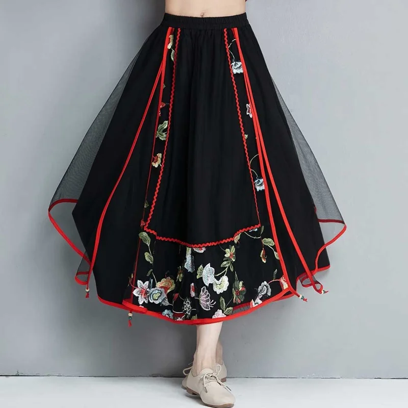Women Ethnic Skirt Female Autumn Winter Mexico Style Hippie Original