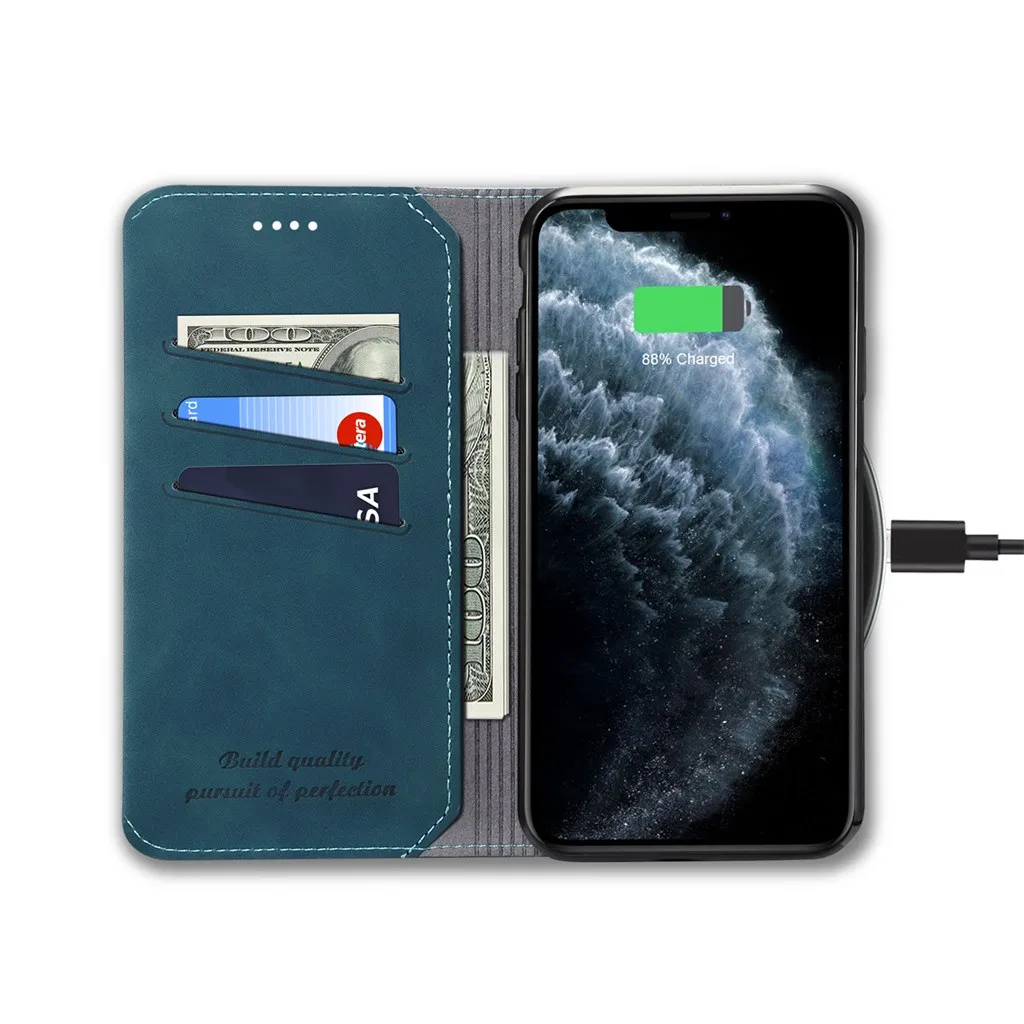 Чехол для IPhone 116,1 дюймов из искусственной кожи с защитой от царапин сверхпрочный Чехол-держатель для карт чехол Роскошный кожаный магнитный флип-чехол