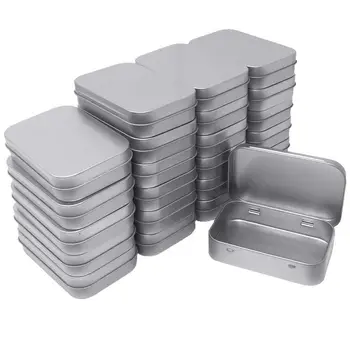 

AFBC 24 Pack Metal Rectangular Empty Hinged Tins Box Containers Mini Portable Box Small Storage Kit,Home Organizer,3.75 by 2.45