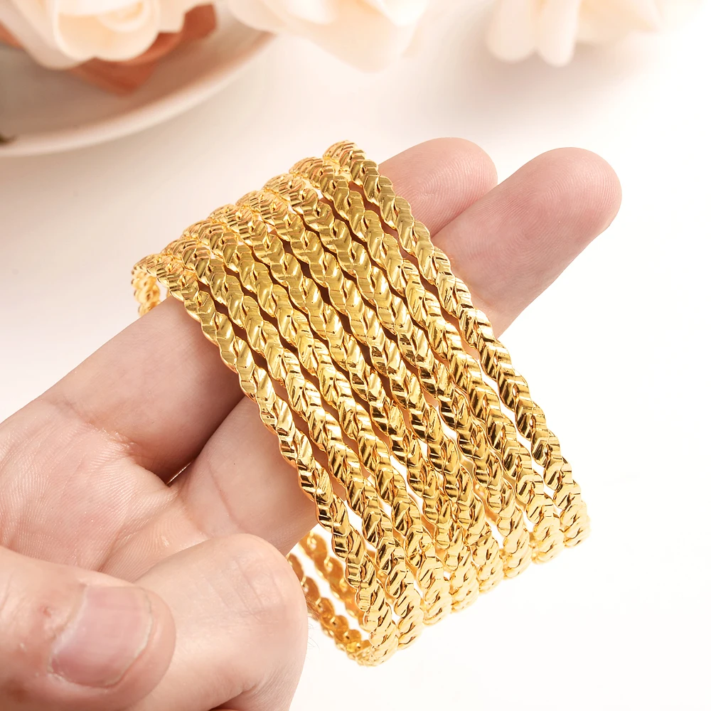 68mm Gold Dubai India Ethiopian Bangle for Women Men Bracelet Party
