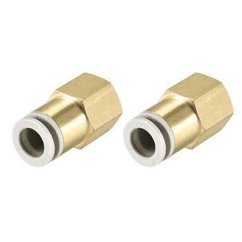 

uxcell 2Pcs Push to Connect Tube Fittings 10mm Tube OD x 3/8 PT Female Golden Tone for Polyurethane or Nylon Tubing etc