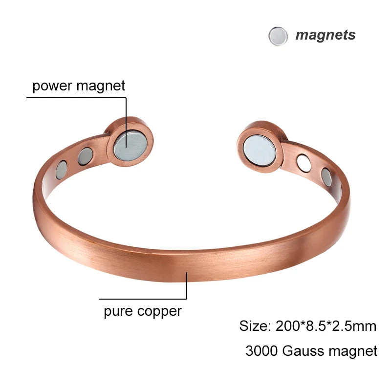 Men Magnetic Copper Bracelet Healing Bio Therapy Arthritis Pain Relief Bangle Cuff Jewelry Bracelets For Women Drop Shipping
