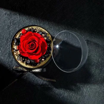 

Unfade Transparent Acrylic Window Rose Packaging Box Lotto Ball Creative Eternal Flower Waterproof Apple Box Christmas Eve Gifts