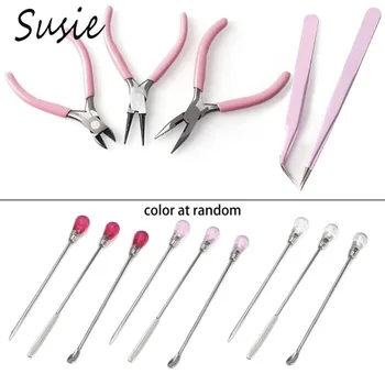 

8Pcs Silicone Resin Tools Set Stirring Needle Spoon Plier Tweezer Jewelry Making