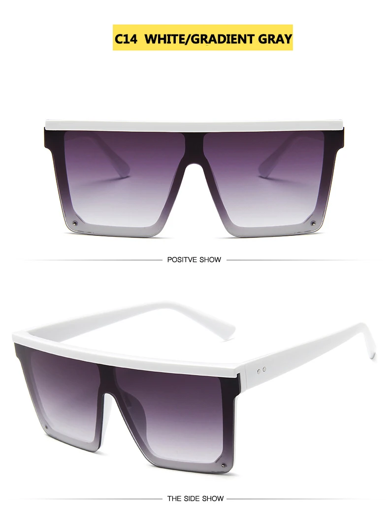 2022 Oversized Sunglasses Women Big Frame Square Flat Top Rivet Gradient Lens Sun Glasses Female Men Vintage Mirror Shades UV400