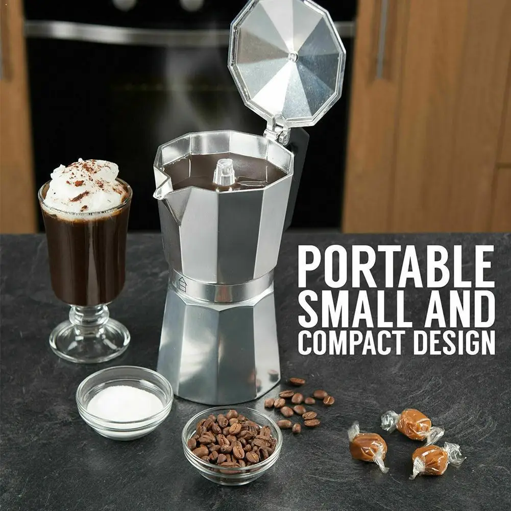 

50/100/150/300ml Mocha Coffee Maker Portable Aluminum Mocha Percolator Home Maker Pot Durable Espresso Office I8Q6