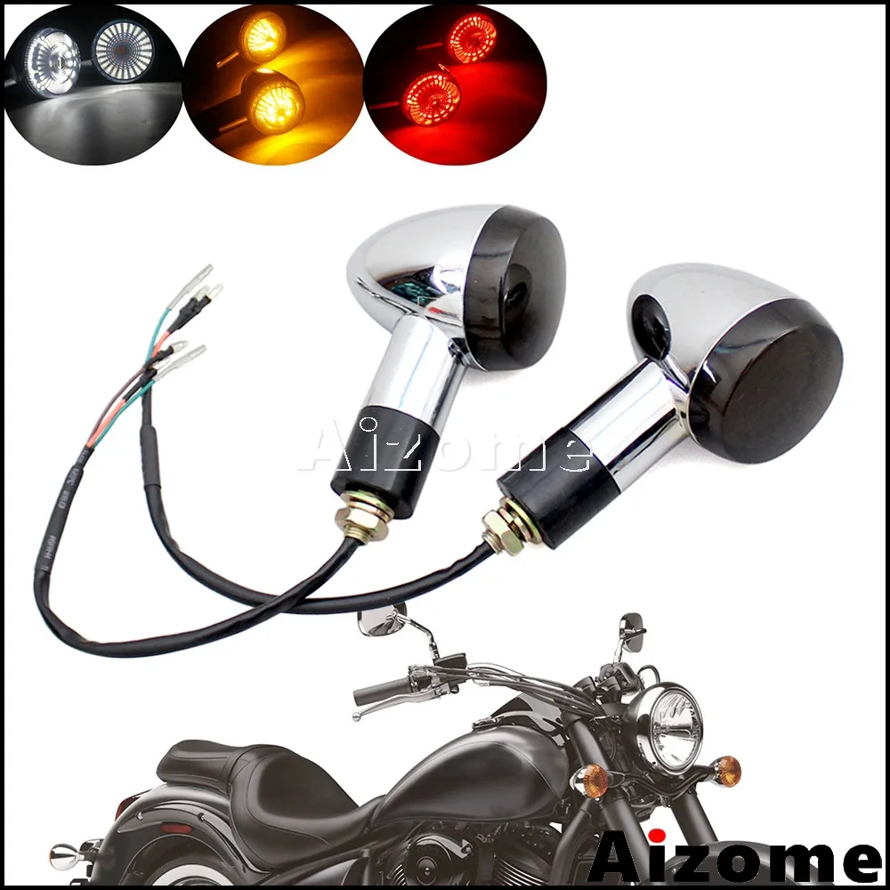 

Motorcycle 3 in 1 Front Rear Turn Signals For Honda Suzuki Yamaha Kawasaki Crusier Custom M10 Blinkers Taillight Turn Indicators