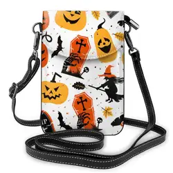 Бесшумный дизайн заказной кожаный чехол маленький Хэллоуин цвет Праздничный плечо через плечо сумка через плечо Мобильный телефон сумка