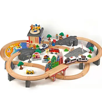 

92Pcs/Set Wooden Tracks Magnetic Electric Train Set Educational Puzzles Toy for Kids