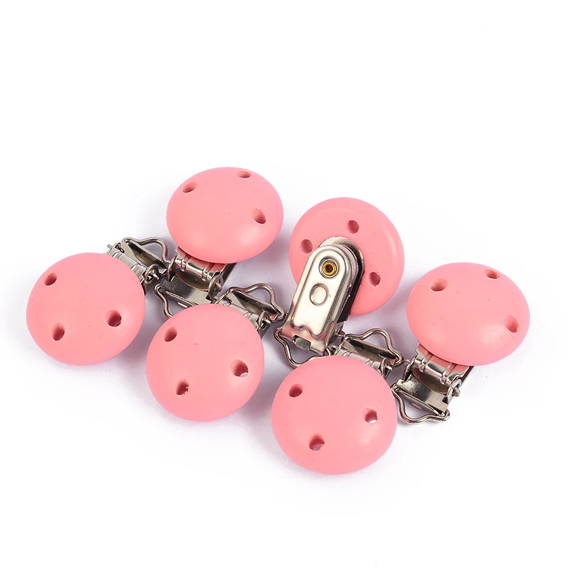 10Pcs Round Wood Pacifier Clip Baby Teething Dummy Clip Accessories for DIY Pacifier Chain Tool Wholesale 5