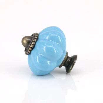 

6pcs 33mm Blue Pumpkin Ceramic Cabinet Knob Kitchen Cupboard Closet Drawer Dresser Pull Handle Kid's Bedroom Furniture Knob