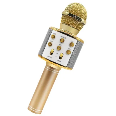 WS-858L Karaoke Bluetooth Microphone Support Recording Song Micro USB Port Portable Wireless With Flashing Lights | Электроника