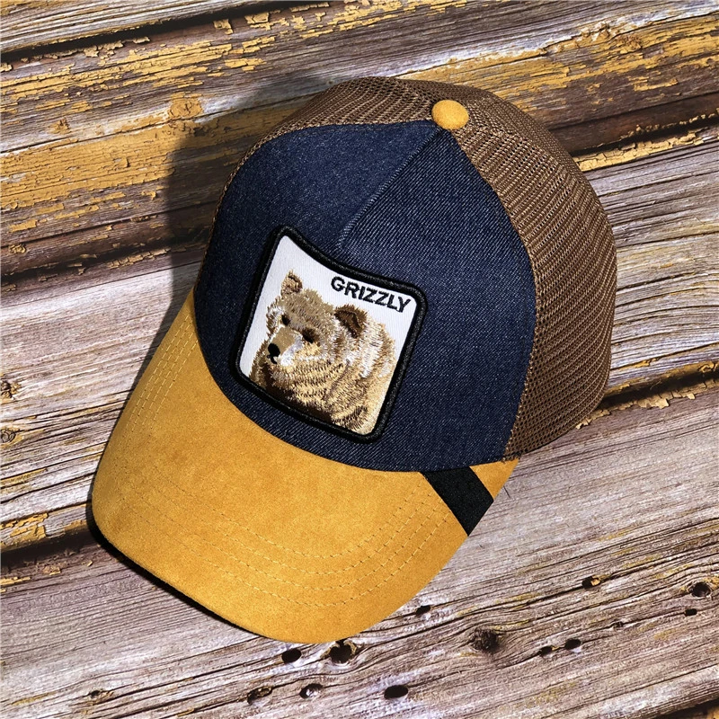 High quality Goorins Animal farm SUEDE trucker cap mesh snapback hip hop hats for men jean GRIZZLY embroidery baseball cap