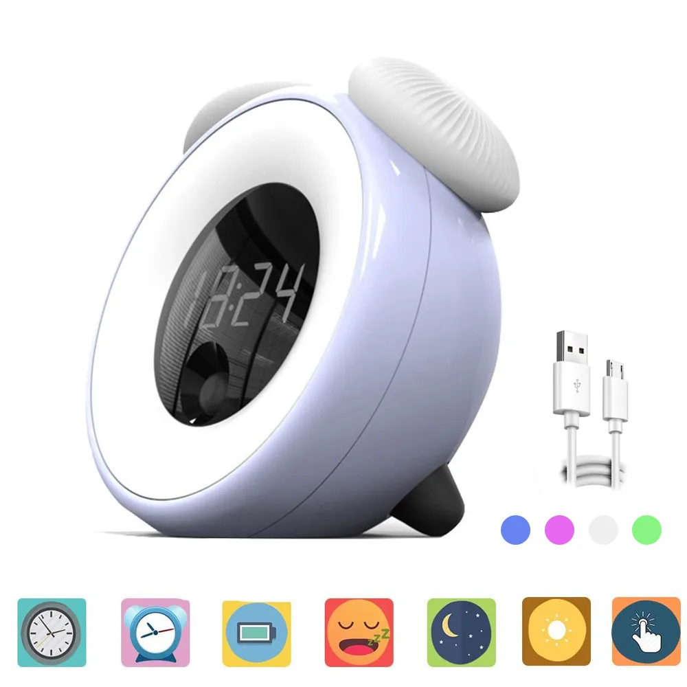 

BRELONG Smart Gesture Sensing Night Light LED Creative Mushroom Touch Time Alarm Clock Night Light White / Blue / Green / Pink