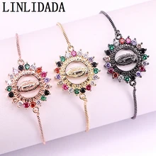 10 шт., Иисус, Дева Мария амулеты, Радуга CZ микро паве религиозный разъем бусины браслет модные украшения