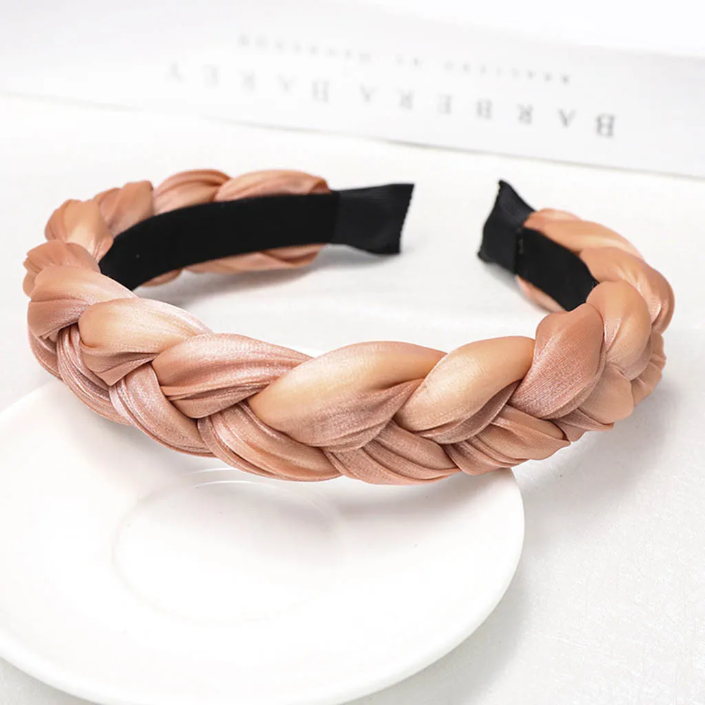 

2019 new platform explosion models women's headband solid color braid bow headband velvet wide-brimmed headband scrunchie 50*