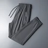 Summer Ice Silk Sweatpants Men Quick Dry Breathable Loose Fitness Belted Straight Pants Slim Stretch Cool Casual Men Pants 7XL 3