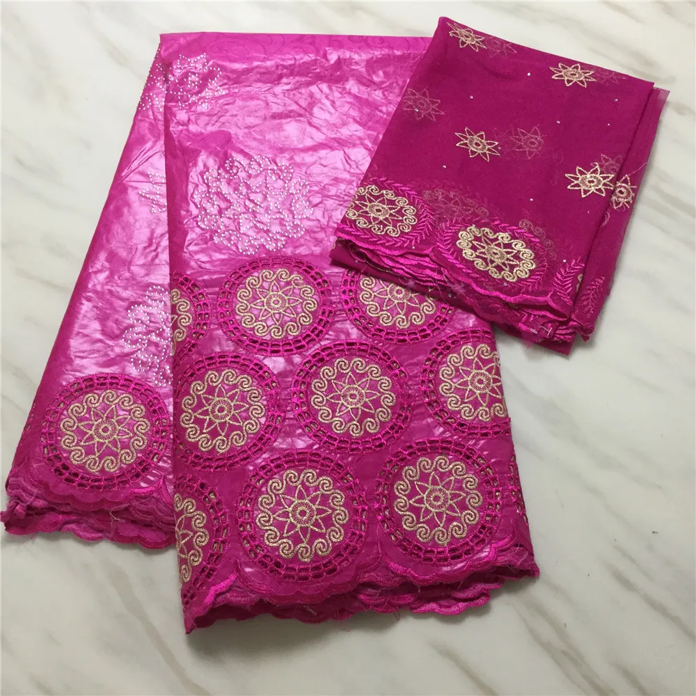 

2019 New arrival African Bazin riche getzner fabric with embroidery tulle lace Fashion fuchsia bazin riche dress material