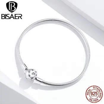 

BISAER Bracelets 925 Sterling Silver Heart Shape Clasp Infinity Love Infinite Fashion Silver Bracelets for Women Jewelry GXB188