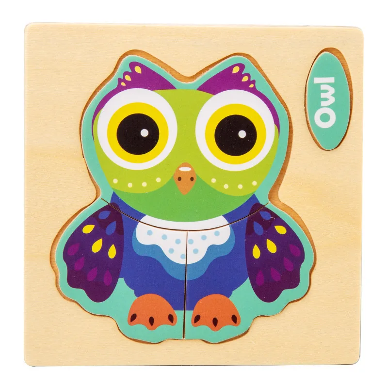Miniature 3D Wooden Cartoon Animal Puzzle Board for Kids - Early Learning Educational Toy Gift
