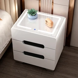 Table de chevet intelligente, meuble de rangement pour chambre à coucher, moderne, Simple, chargement sans fil, multifonctionnel, blanc 