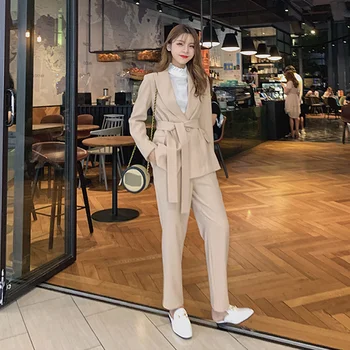 

Blazer set Office Lady pants suit women temperament High Waist trouser suits two sets Femme 2020 New autumn fashion