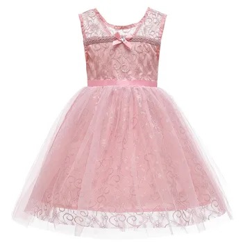 

Flower Kids Girl Wedding Lace Embroidery Girls Dress Princess Party Sleeveless Formal Dress Prom Little Baby Girl Birthday Dress