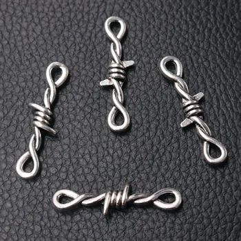 

10pcs Silver Plated 3D Thorns Metal Connectors Pendant Gothic Necklace Bracelet DIY Charm Jewelry Handicraft Making 34*9mm A2289