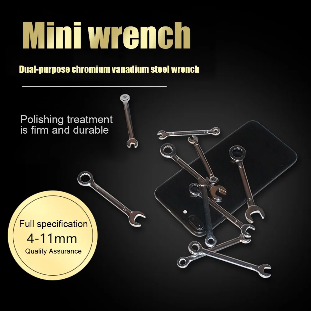 

10Pcs/set Professional Mini Combination Wrench Spanner Set 4-11mm Metric Small ALI88
