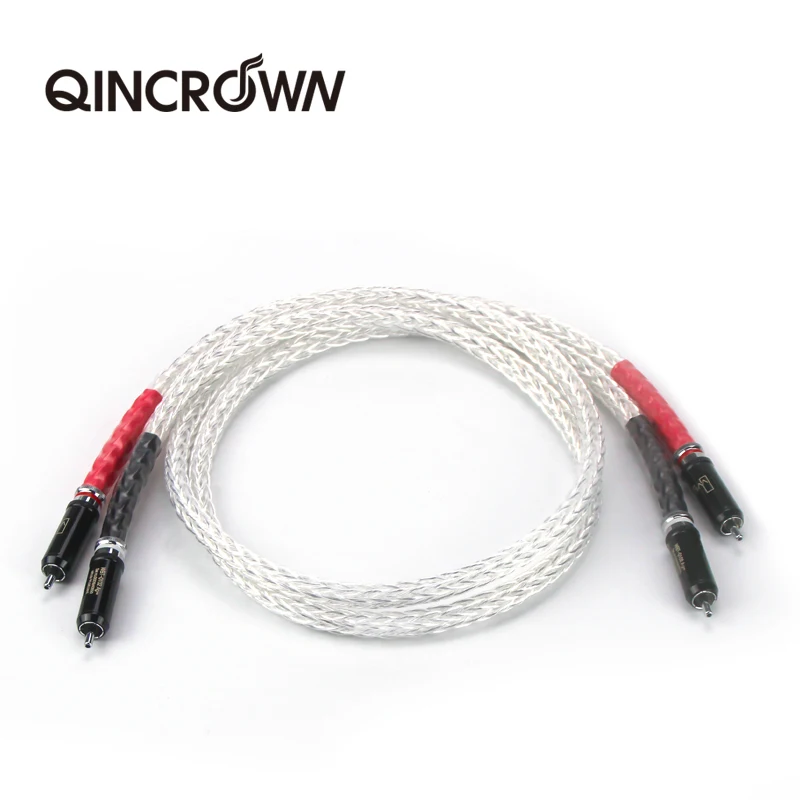 

Oi-fim 8ag prata chapeado occ 16 fios cabo de áudio com cabo de tomada wbt rca 2rca de alta fidelidade ao cabo 2rca