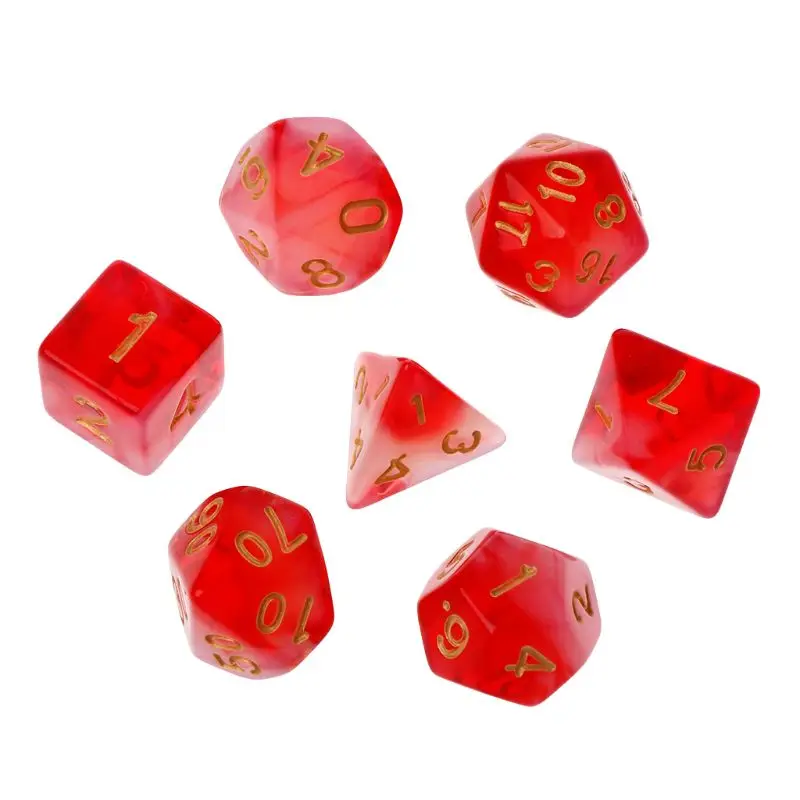 7 шт./компл. многогранные кости D4 D6 D8 D10 D12 D20 для подземелья и дракон D & ролевые поли