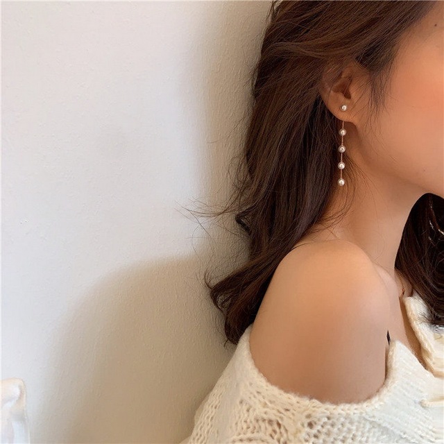 Simple Moon Star Rhinestone Long Chain Earrings For Women Shine Sun Crescent Geometric Tassel Piercing Earring Party Jewelry