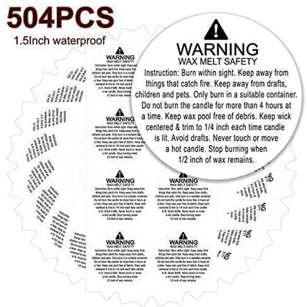 500pcs Candle Warning Stickers Wax Melting Safety Warning Labels