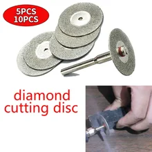5/10 pçs 22mm lâminas de corte diamante emery broca + 1 mandril para dremel telha mais limpo beleza ponto discos corte casa ferramenta