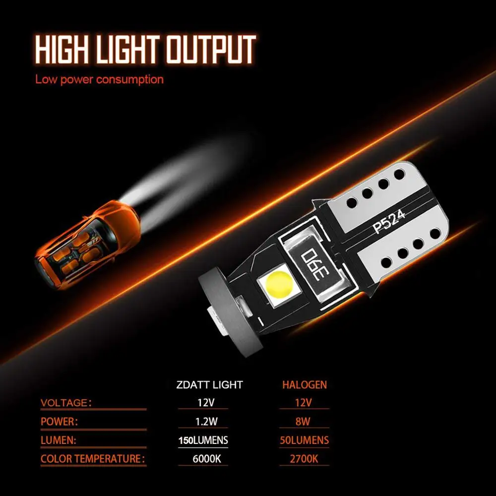 Zdata T10 светодиодный W5W 194 168 W5W COB 8SMD светодиодный светильник для парковки авто клинообразный габаритный светильник CANBUS яркая кварцевая белая лампа