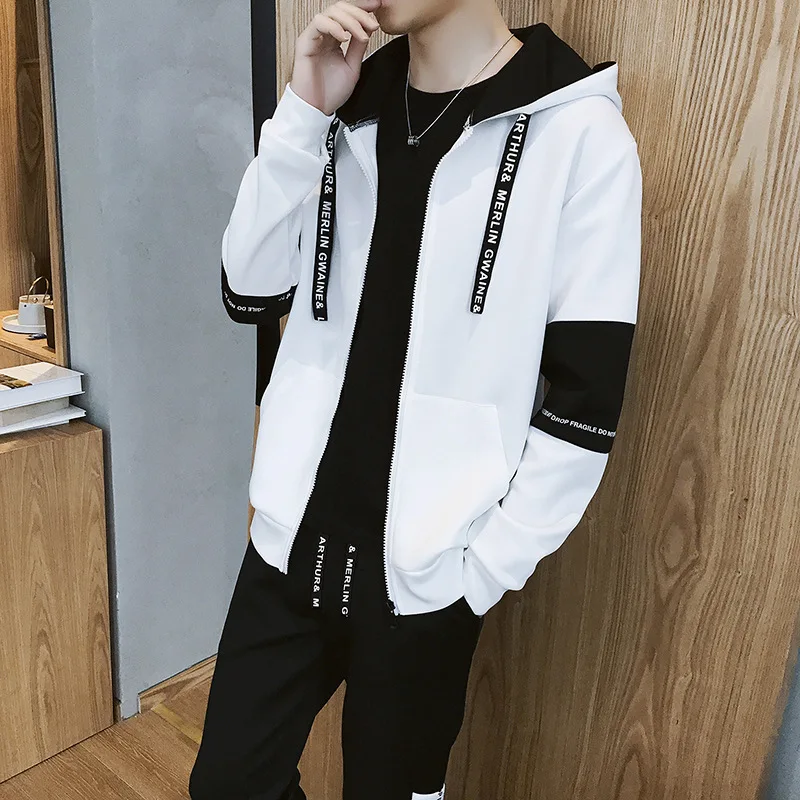 

2019 Spring Men Leisure Set MEN'S Cardigan Trousers Two-Piece Set Spring And Autumn Korean-style Popular Brand Students Sports S